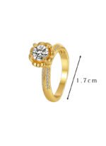 Wholesale French four prong zircon ring, 18K gold plated copper, with a sparkling zircon, ideal for fashion jewelry wholesale from junejewelry.com.