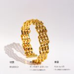 Wholesale mesh chain bracelet in 18K gold plated brass with open grid woven design from JuneJewelry.com – modern fashion jewelry for bulk orders.