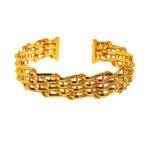 Wholesale mesh chain bracelet in 18K gold plated brass with open grid woven design from JuneJewelry.com – modern fashion jewelry for bulk orders.