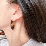 Wholesale Statement Earrings, copper material, with a unique spliced circular faceted pattern, available in 18K gold or platinum plating, ideal for fashion jewelry wholesale from junejewelry.com.