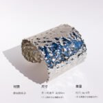 Wholesale statement bangle bracelet with foil-wrinkle texture, wide metal open cuff plated in 18K gold or platinum – bold fashion jewelry from JuneJewelry.com.