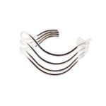 Wholesale silver layered bangle with wavy textured multi-line design in platinum plated brass – minimalist fashion jewelry from JuneJewelry.com.