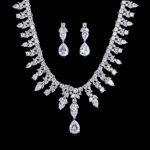Platinum Plated Copper Bridal Necklace and Earring Set for Wholesale