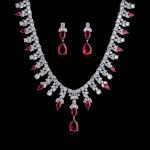 Platinum Plated Copper Bridal Necklace and Earring Set for Wholesale