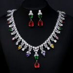 Platinum Plated Copper Bridal Necklace and Earring Set for Wholesale