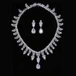 Platinum Plated Copper Bridal Necklace and Earring Set for Wholesale