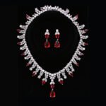 Platinum Plated Copper Bridal Necklace and Earring Set for Wholesale