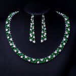 Wholesale textured cluster necklace and earring set with platinum plating from JuneJewelry.com – elegant copper fashion jewelry for bulk orders.