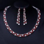 Wholesale textured cluster necklace and earring set with platinum plating from JuneJewelry.com – elegant copper fashion jewelry for bulk orders.