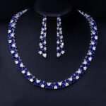 Wholesale textured cluster necklace and earring set with platinum plating from JuneJewelry.com – elegant copper fashion jewelry for bulk orders.