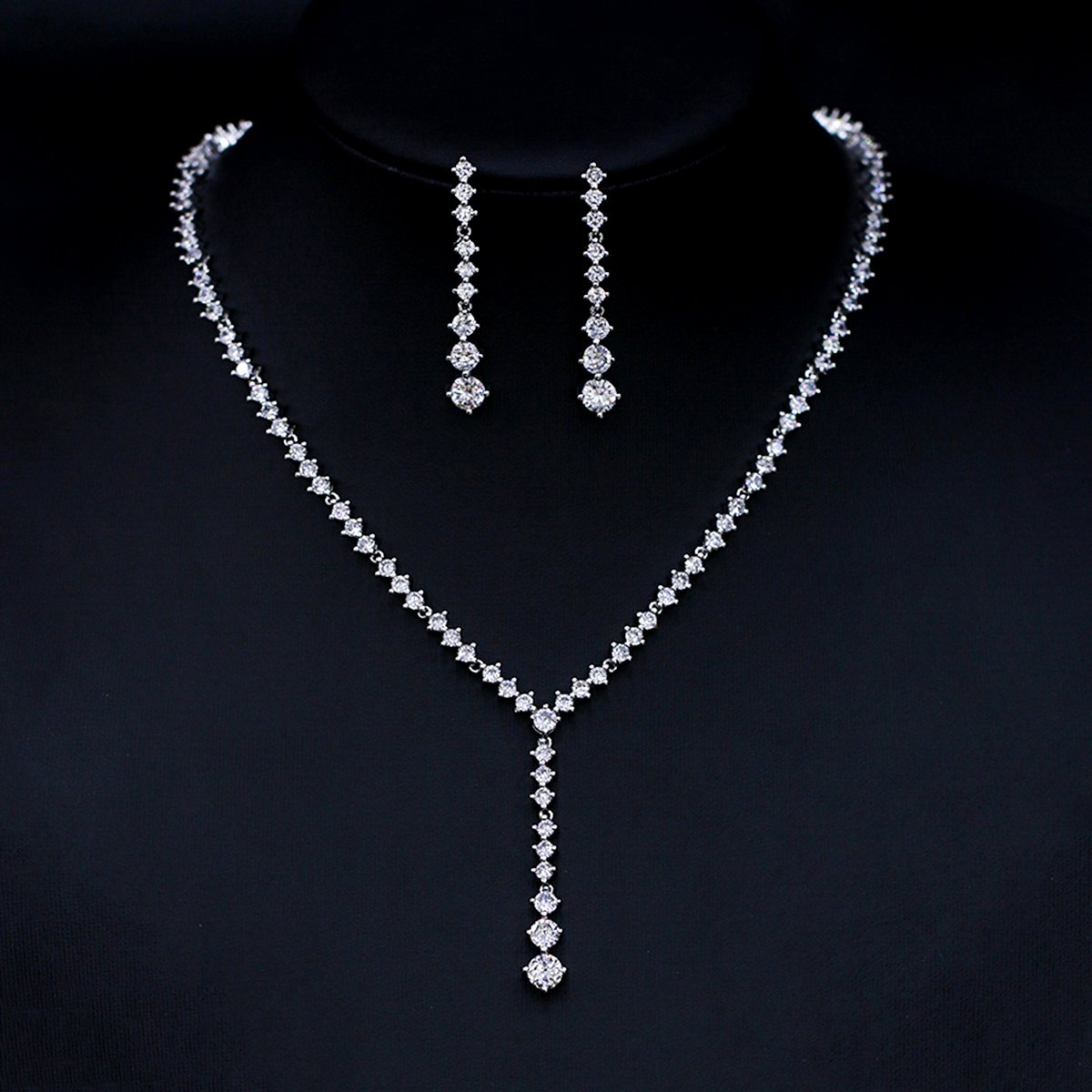 CN10429.297.A Wholesale Y-necklace and earring set with platinum plating from JuneJewelry.com – elegant copper fashion jewelry for bulk orders.