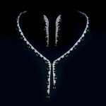 Wholesale dainty pear CZ necklace and stud earring set from JuneJewelry.com – elegant and high-quality fashion jewelry for bulk orders.