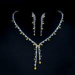 Wholesale dainty pear CZ necklace and stud earring set from JuneJewelry.com – elegant and high-quality fashion jewelry for bulk orders.