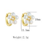 Sterling silver pearl huggie earrings with 2025 floral design – high-end minimalist jewelry, 18K gold or platinum plated from JuneJewelry.com