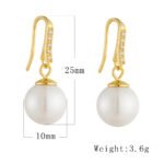 Sterling silver pearl drop earrings with zircon accents – 18K gold or platinum plated ins-style minimalist jewelry from JuneJewelry.com