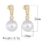 Sterling silver geometric pearl drop earrings with zircon – 18K gold or platinum plated OL-style jewelry from JuneJewelry.com