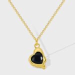 Deep blue zircon heart pendant necklace for women, vintage-style irregular shape charm, 18K gold plated, wholesale fashion jewelry accessory