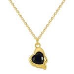 Deep blue zircon heart pendant necklace for women, vintage-style irregular shape charm, 18K gold plated, wholesale fashion jewelry accessory