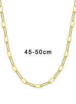 Wholesale paperclip chain necklace with hip-hop inspired design in 18K gold plated brass – JuneJewelry.com fashion jewelry supplier.