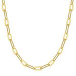 Wholesale paperclip chain necklace with hip-hop inspired design in 18K gold plated brass – JuneJewelry.com fashion jewelry supplier.