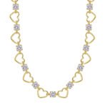 Wholesale heart pendant necklace with zircon on 18K gold plated brass – romantic fashion jewelry from JuneJewelry.com.