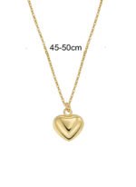 Wholesale 3D heart pendant necklace in 18K gold plated brass – minimalist love charm jewelry from JuneJewelry.com.