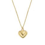 Wholesale 3D heart pendant necklace in 18K gold plated brass – minimalist love charm jewelry from JuneJewelry.com.