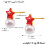 Wholesale Children Pearl Star Jewelry Set, titanium steel with 18K gold plating, featuring pearl and star designs on a necklace, bracelet, ring, and earrings, ideal for children's fashion jewelry wholesale from junejewelry.com.