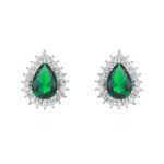 Wholesale Pave Cubic Zirconia Earrings with a silver plated finish and clear cubic zirconia stones from JuneJewelry.com – unique fashion jewelry for bulk orders.