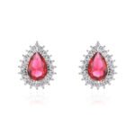 Wholesale Pave Cubic Zirconia Earrings with a silver plated finish and clear cubic zirconia stones from JuneJewelry.com – unique fashion jewelry for bulk orders.