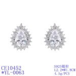 Wholesale Pave Cubic Zirconia Earrings with a silver plated finish and clear cubic zirconia stones from JuneJewelry.com – unique fashion jewelry for bulk orders.