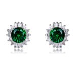 Wholesale Round Stud Earrings with a gold plated finish and clear cubic zirconia stones from JuneJewelry.com – unique fashion jewelry for bulk orders.