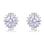 Wholesale Round Stud Earrings with a gold plated finish and clear cubic zirconia stones from JuneJewelry.com – unique fashion jewelry for bulk orders.