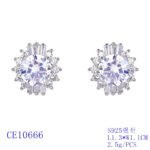 Wholesale Round Stud Earrings with a gold plated finish and clear cubic zirconia stones from JuneJewelry.com – unique fashion jewelry for bulk orders.