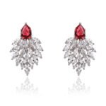 Wholesale Cubic Zirconia Drop Earrings with brilliant teardrop and marquise stones on a brass base from JuneJewelry.com – elegant bridal and formal jewelry.