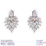 Wholesale Cubic Zirconia Drop Earrings with brilliant teardrop and marquise stones on a brass base from JuneJewelry.com – elegant bridal and formal jewelry.