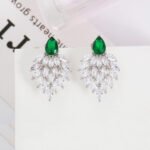 Wholesale Cubic Zirconia Drop Earrings with brilliant teardrop and marquise stones on a brass base from JuneJewelry.com – elegant bridal and formal jewelry.