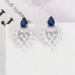 Wholesale Cubic Zirconia Drop Earrings with brilliant teardrop and marquise stones on a brass base from JuneJewelry.com – elegant bridal and formal jewelry.