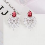 Wholesale Cubic Zirconia Drop Earrings with brilliant teardrop and marquise stones on a brass base from JuneJewelry.com – elegant bridal and formal jewelry.