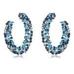 Wholesale colorful C-hoop earrings with multi-colored zircons on gold plated copper and 925 sterling silver pins from JuneJewelry.com – vibrant fashion jewelry for bulk orders.