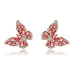 Wholesale Butterfly Stud Earrings with gold plating and cubic zirconia stones from JuneJewelry.com – unique fashion jewelry for bulk orders.
