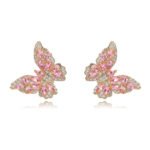 Wholesale Butterfly Stud Earrings with gold plating and cubic zirconia stones from JuneJewelry.com – unique fashion jewelry for bulk orders.