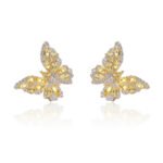 Wholesale Butterfly Stud Earrings with gold plating and cubic zirconia stones from JuneJewelry.com – unique fashion jewelry for bulk orders.