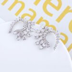 Wholesale Cubic Zirconia Statement Earrings with a unique spiral design from JuneJewelry.com – silver tone fashion jewelry for bulk orders.