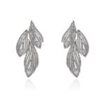 Wholesale Butterfly Stud Earrings with a silver plated finish and clear cubic zirconia stones from JuneJewelry.com – unique fashion jewelry for bulk orders.