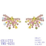 Wholesale colorful gemstone earrings with a sunburst design on gold plated copper and 925 sterling silver pins from JuneJewelry.com – vibrant fashion jewelry for bulk orders.