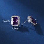 Wholesale square halo stud earrings with a double halo of CZ stones, a platinum-plated brass base, and 925 silver needle from junejewelry.com.