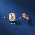 Wholesale square halo stud earrings with a double halo of CZ stones, a platinum-plated brass base, and 925 silver needle from junejewelry.com.