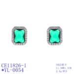 Wholesale square halo stud earrings with a double halo of CZ stones, a platinum-plated brass base, and 925 silver needle from junejewelry.com.