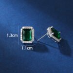 Wholesale square halo stud earrings with a double halo of CZ stones, a platinum-plated brass base, and 925 silver needle from junejewelry.com.